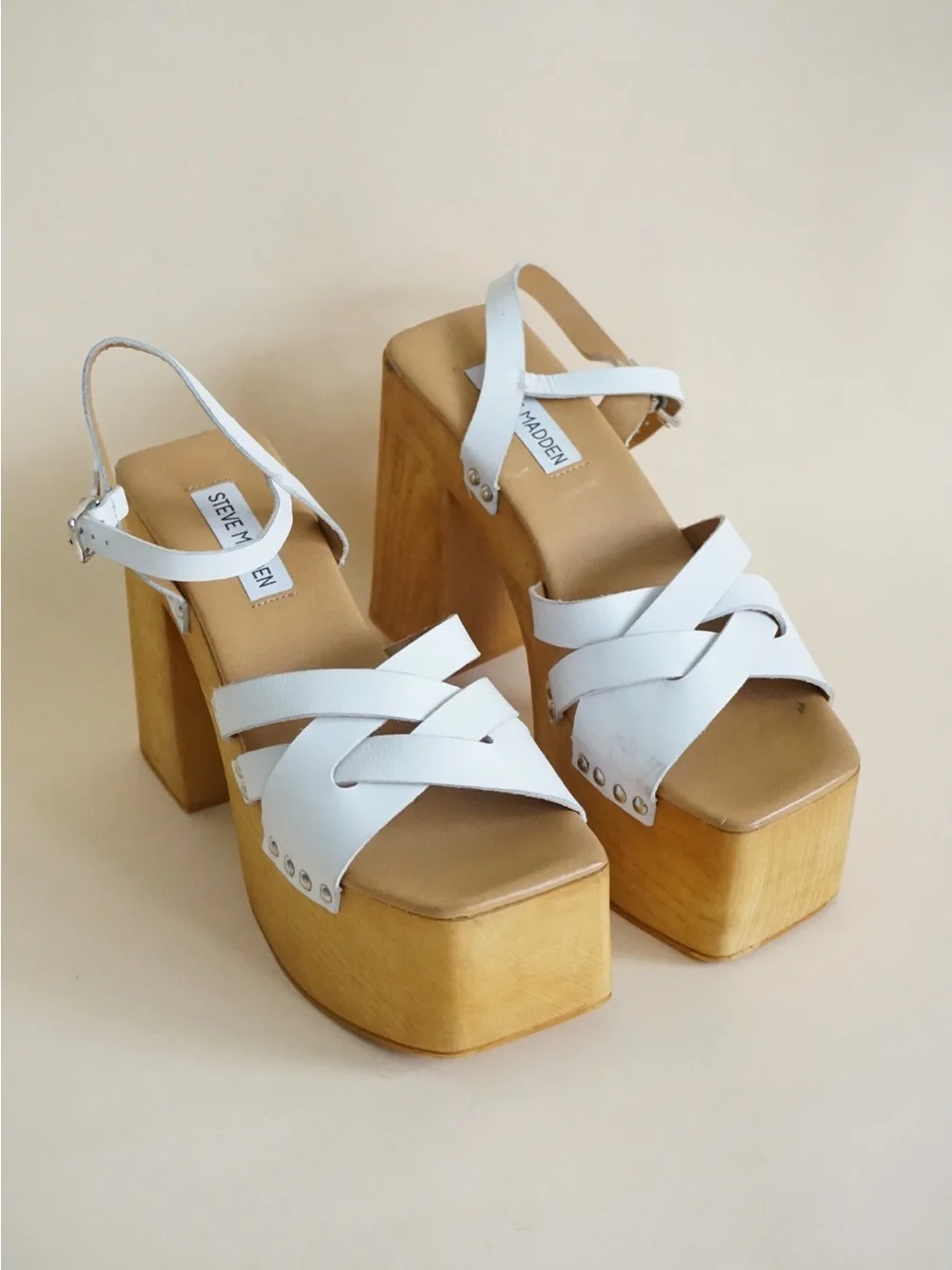 Steve Madden White Chunky Leather 